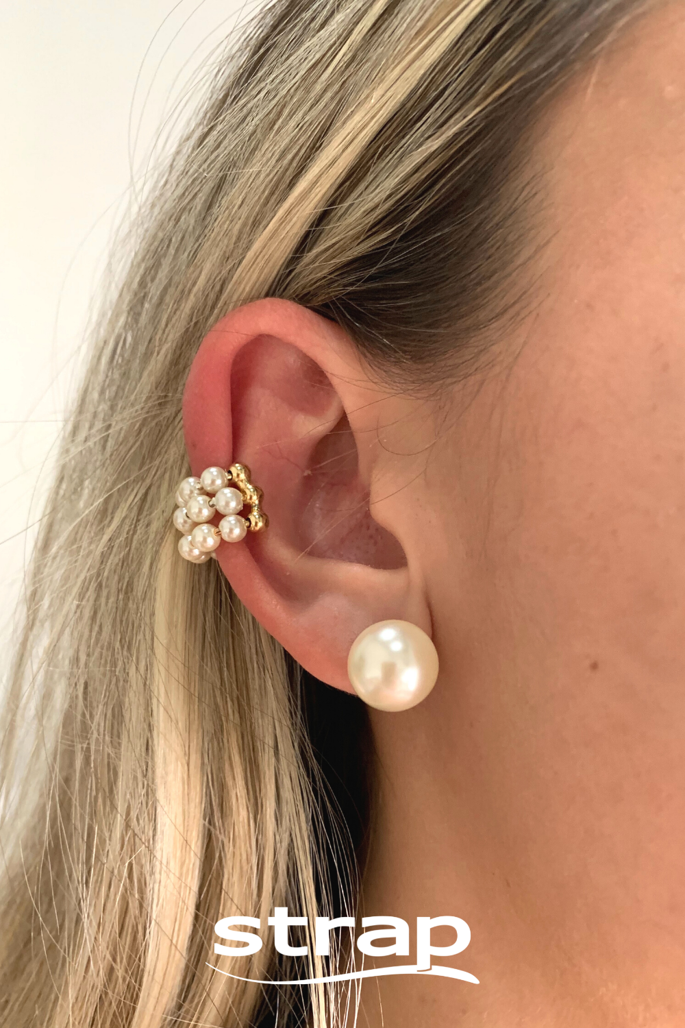 BRINCO PIERCING DE PRESSÃO COM PÉROLAS FOLHEADO A OURO 18K