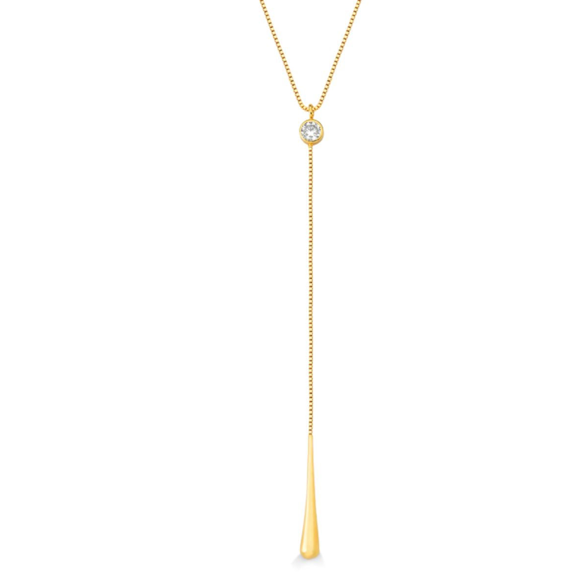 COLAR GRAVATINHA AJUSTAVEL COM PONTO DE LUZ FOLHEADO A OURO 18K