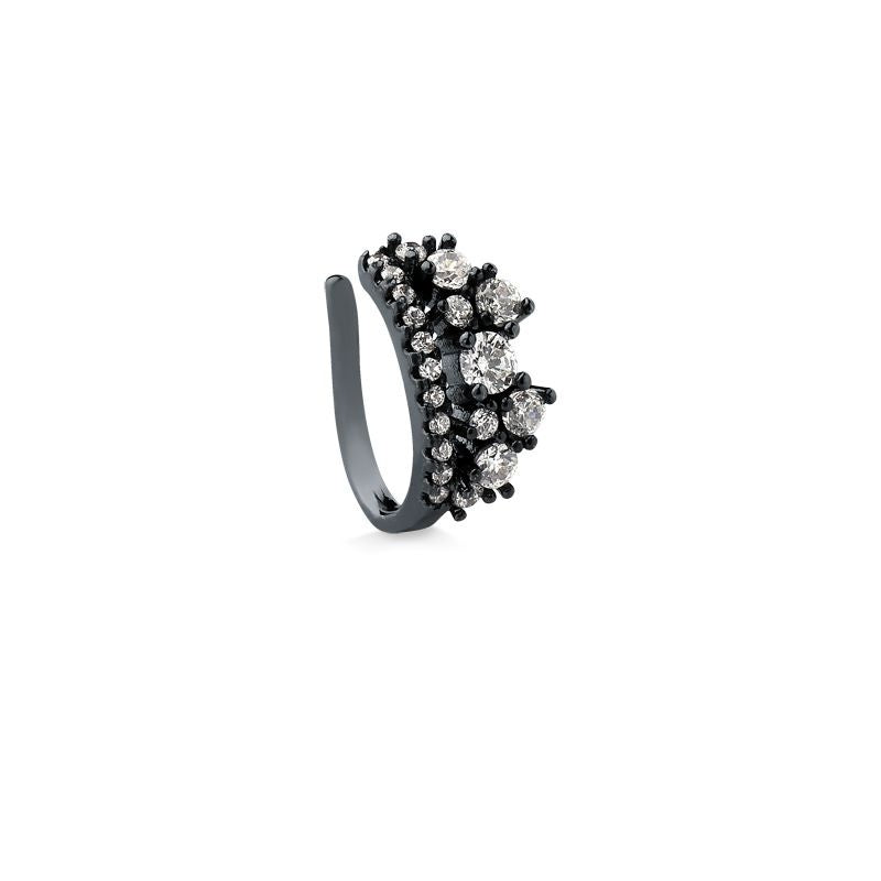 BRINCO PIERCING DE PRESSÃO COM ZIRCÔNIAS FOLHEADO A RÓDIO NEGRO