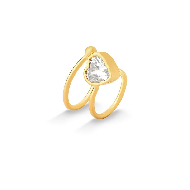 BRINCO PIERCING DE PRESSÃO COM ZIRCÔNIA DE CORAÇÃO FOLHEADO A OURO 18K