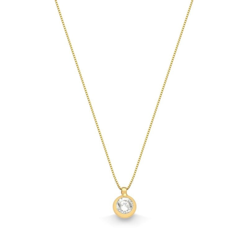 COLAR COM PINGENTE PONTO DE LUZ EM ZIRCÔNIA FOLHEADO A OURO 18K