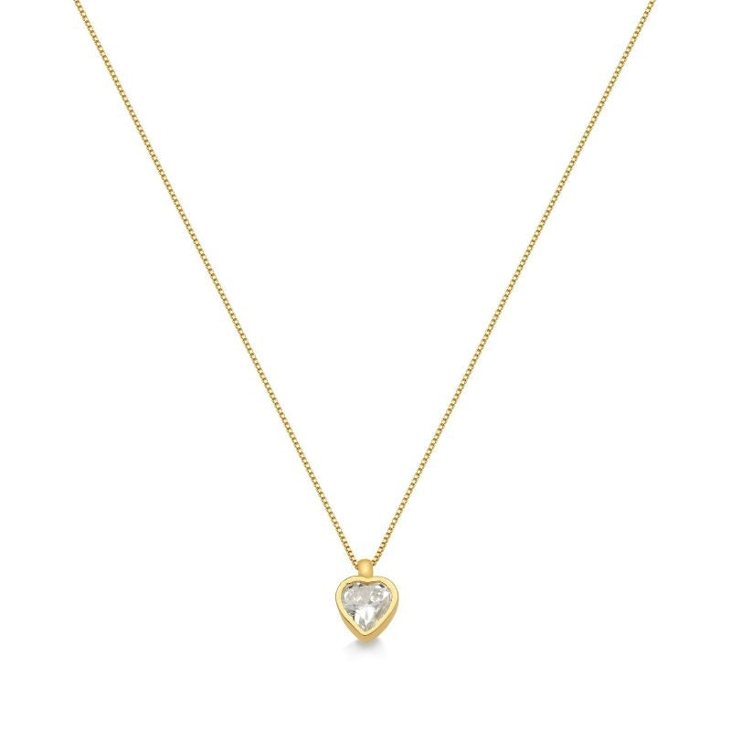 COLAR COM ZIRCÔNIA EM CORAÇÃO PEQUENO FOLHEADO A OURO 18K