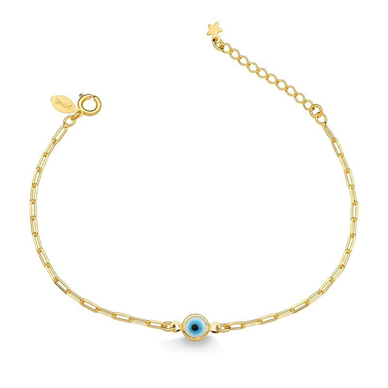 PULSEIRA COM OLHO GREGO PEQUENO FOLHEADO A OURO 18K