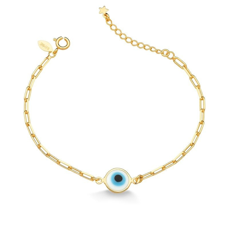 PULSEIRA OLHO GREGO GRANDE FOLHEADA A OURO 18K