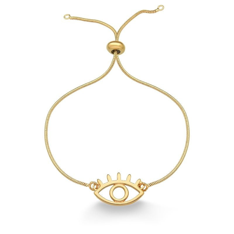 PULSEIRA REGULÁVEL DE OLHO GREGO FOLHEADO A OURO 18K