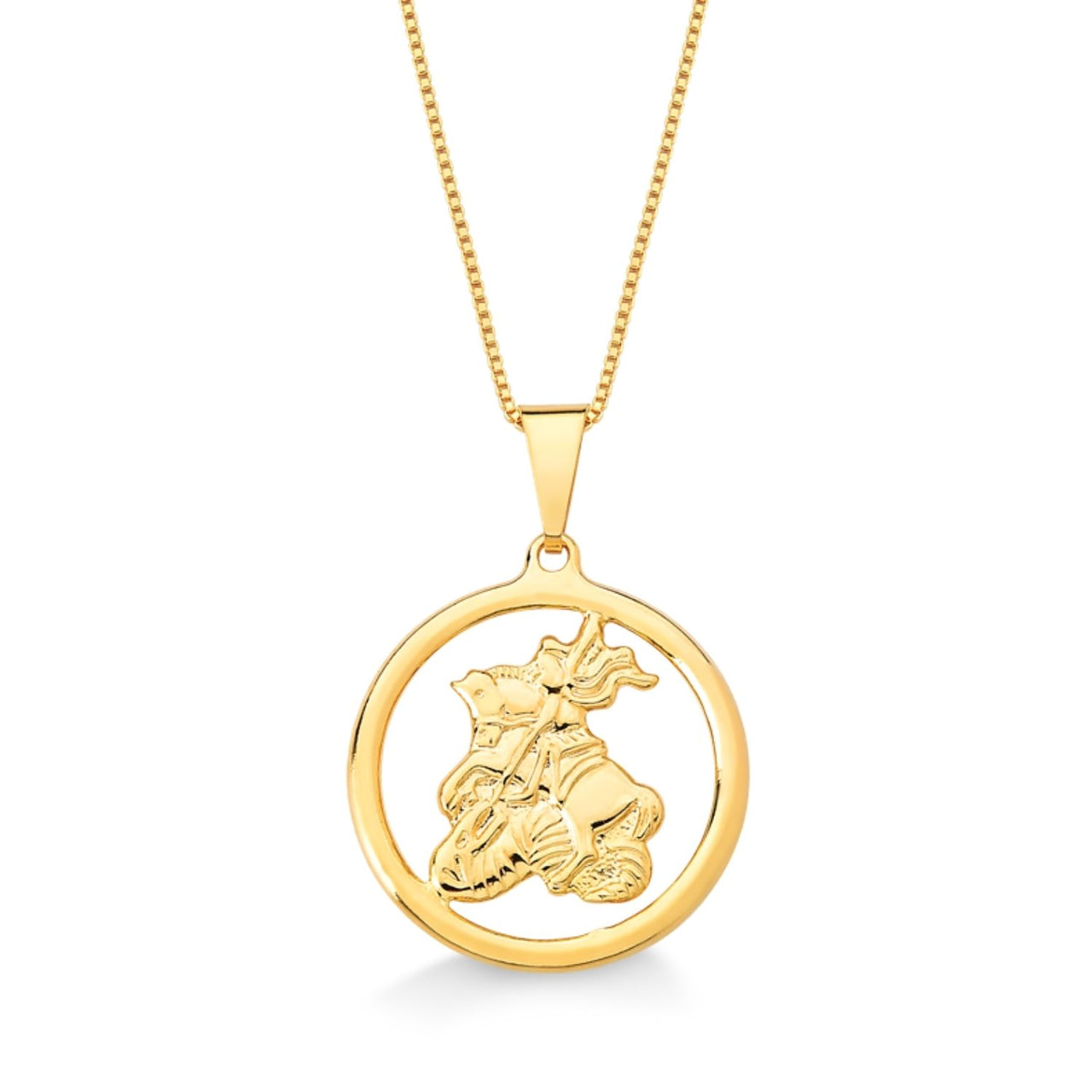 COLAR MEDALHA DE SÃO JORGE VAZADO FOLHEADO A OURO 18K