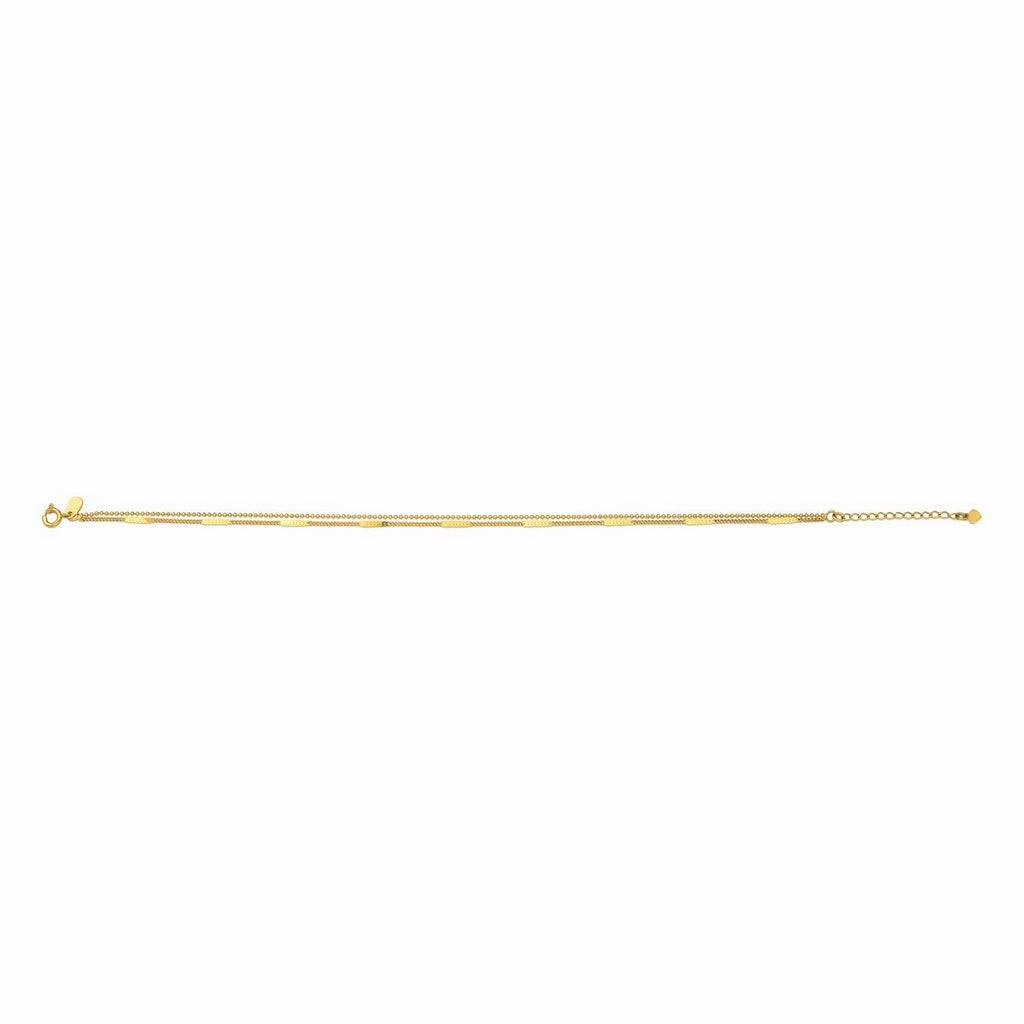 TORNOZELEIRA DUPLA FOLHEADA A OURO 18K